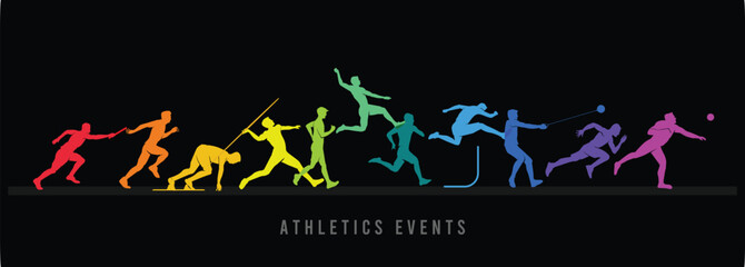 Great editable vector design of track & field sports players poses for any digital and print graphic resources	