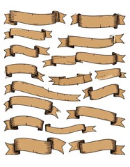 A collection of various brown banner illustrations, perfect for design elements