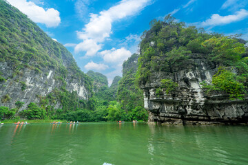 UNESCO World Heritage Site with spectacular limestone karst and grottoes scenery in Tam Coc National Park, Trang An, Vietnam 