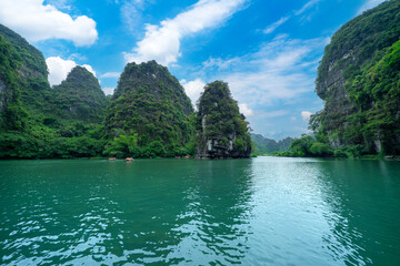 UNESCO World Heritage Site with spectacular limestone karst and grottoes scenery in Tam Coc National Park, Trang An, Vietnam 