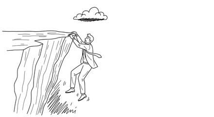 Precarious Business - Man on the Brink of Financial Ruin.