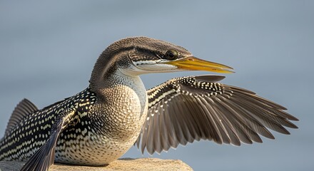 Anhinga Spreading Wings in Florida Sunlight.