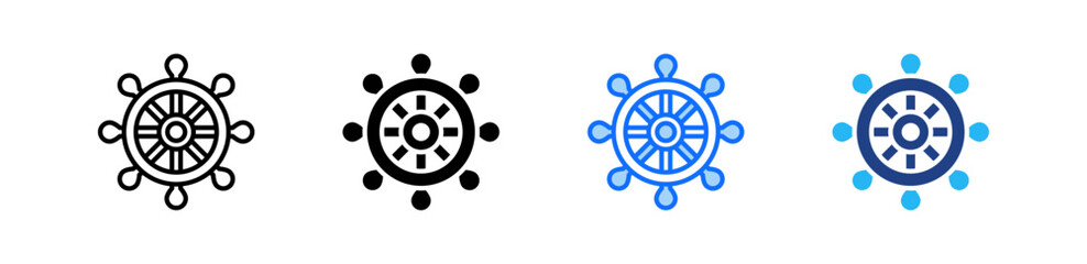 Ship Wheel Icon Set Multiple Style Collection