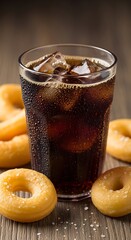 Iced Cola and Doughnuts - A Sweet and Refreshing Treat.
