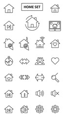 Fototapeta premium Home Set Icons - Modern Line Art for Interface Design.