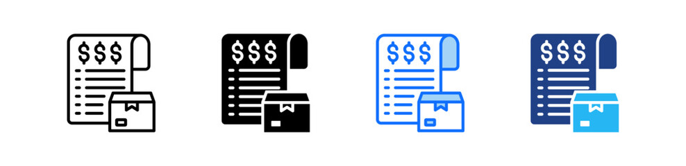 Freight Bill Icon Set Multiple Style Collection