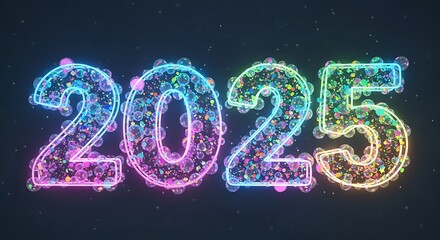 Vibrant Neon 2025 - A Celebration of the New Year.