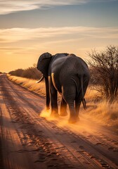 Elephants Journey - A Majestic Walk at Sunset.