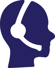 Customer Service Icon Set &ndash; Headset Silhouettes in Navy Blue