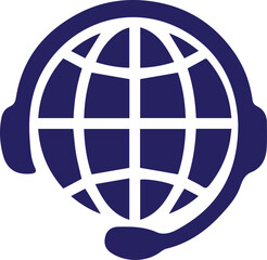 Customer Service Icon Set &ndash; Headset Silhouettes in Navy Blue