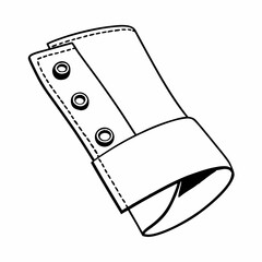 Clothing cuff with buttons and stitching details in black line art  