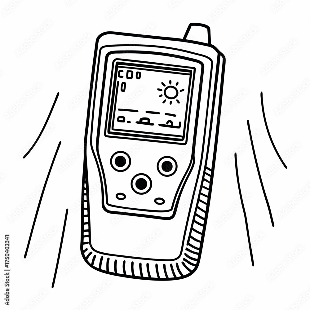 Wall mural handheld measuring device with display and buttons for readings