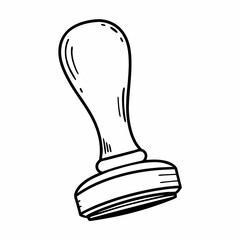 Stamp with a curved handle in a hand-drawn style  