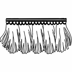 Decorative fringe trim with scalloped edge and tassels  