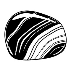 Black and white striped stone in minimalistic style  