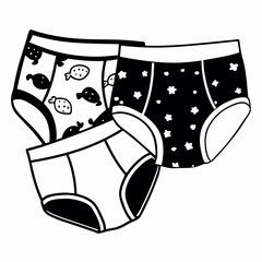 Three pairs of children’s underwear with playful patterns  