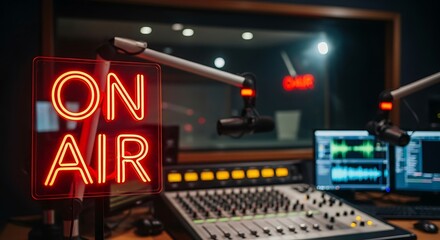 Radio Station On Air - Broadcasting Live from the Studio.