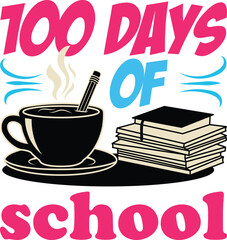 100 days of school coffee and books vector illustration for educational celebration