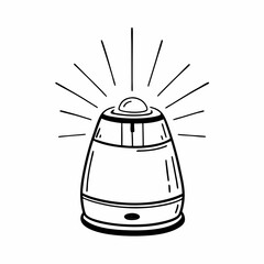 Emergency alarm light with rays indicating alert situation  