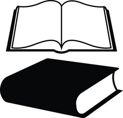 Vector silhouette of an open book illustrating knowledge and reading scalable graphic