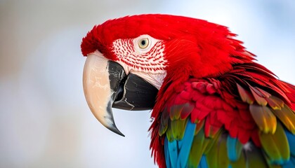 Close-up profile of a scarlet macaw