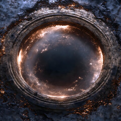 Sui-Tang Dynasties: Three Teachings Fusion - Buddhism: Zen Enlightenment, Bronze Mirror, Galaxy Nebula, Fading Ink Traces