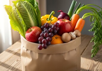 Fresh Produce in a Paper Bag - Healthy Eating Concept.