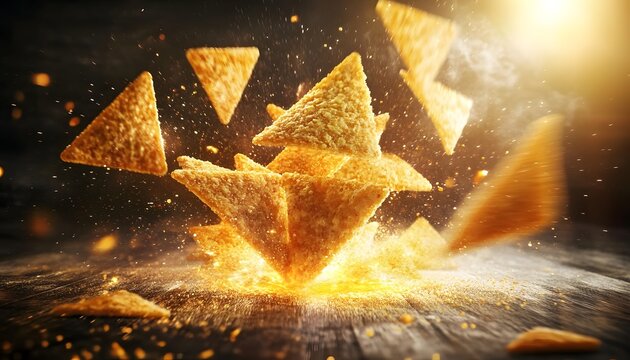 Chips flying in the air