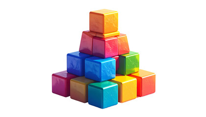Fototapeta premium Vibrant Colorful Blocks Pyramid Stacked on Black Background for Business, Education, and Creative Concepts