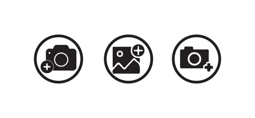 Add photos icon solid style, Add image icon, Add picture icon, Photo icon, Vector illustration EPS 10.