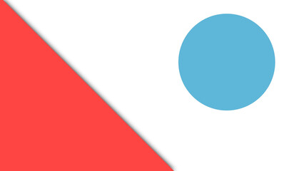 Abstract geometric background with red triangle and blue circle minimalist flat vector design isolated on white