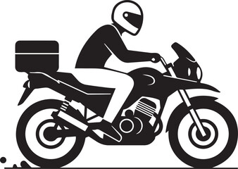 Silhouette of a Motorcycle Rider with Cargo Box biker