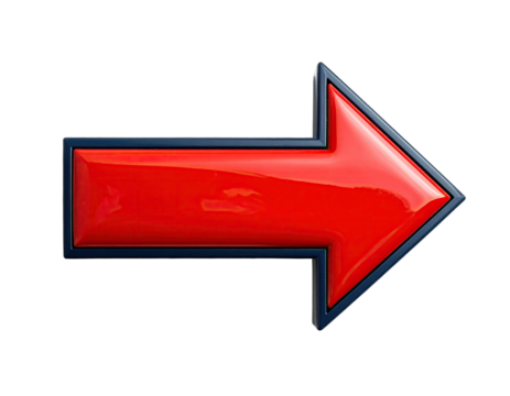 Shiny red arrow pointing right with a blue border, set against a black background