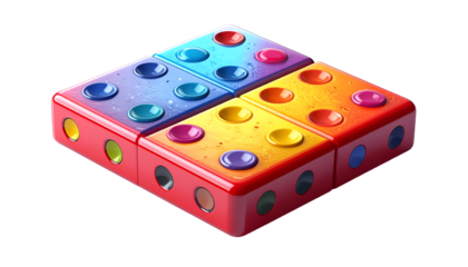 Vibrant Abstract Geometric Blocks: Colorful Modern 3D Modules on Black Background. Innovative Technology, Creative Connection & Data Solution Concept Design