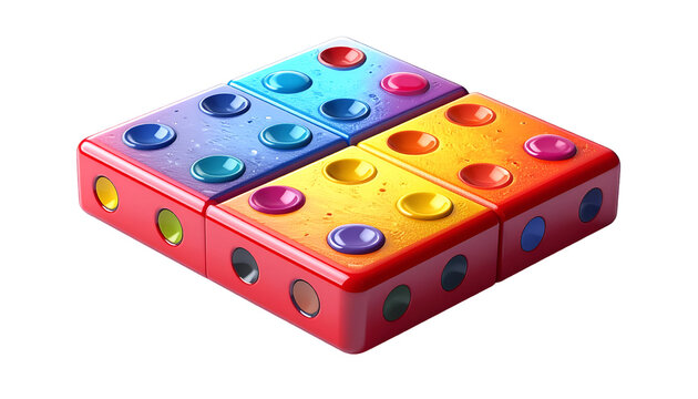 Vibrant Abstract Geometric Blocks: Colorful Modern 3D Modules on Black Background. Innovative Technology, Creative Connection & Data Solution Concept Design