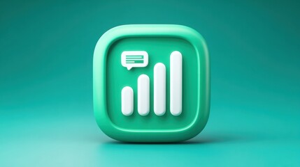 Green icon featuring chart inside chat window for visual representation of data and enhanced consumer interaction