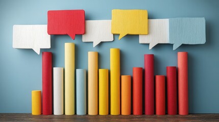 Visual representation of multiple chat charts displayed in a conceptual graphic design for communication insights