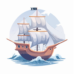 Pirate Ship Sailing on Wavy Seas Adventure and Exploration
