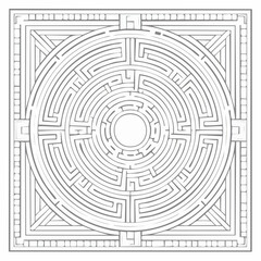Intricate Labyrinth Illustration A Circular Maze Puzzle Design