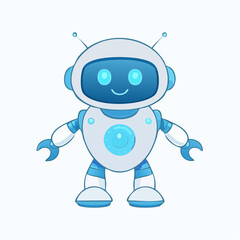 Adorable Cartoon Robot with Friendly Expression and Gentle Colors for Technology or Children's Theme