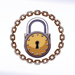 Secure Protection Padlock Encircled by Strong Chain