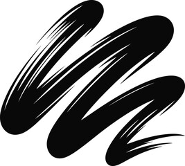 Bold black ink swirl abstract brush stroke graphic element for creative designs