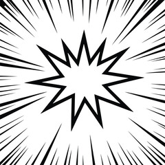 Exploding starburst shape with speed lines comic book sound effect graphic element