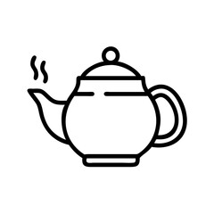 Obraz premium Iconic outline of a steaming teapot in minimalist design 