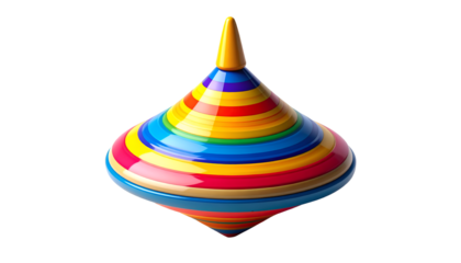 Vibrant Rainbow Spinning Top on Black Background - Colorful Gyro Toy Isolated for Play, Childhood & Fun Concepts