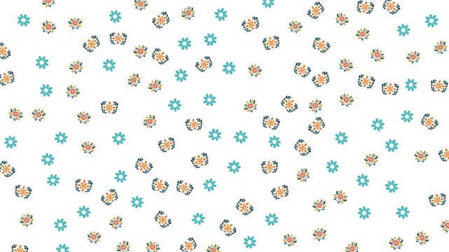 Floral pattern knick knack Scattered guinea pig faces and turquoise flowers on white background. Perfect for greeting cards, pet products, and social media posts.