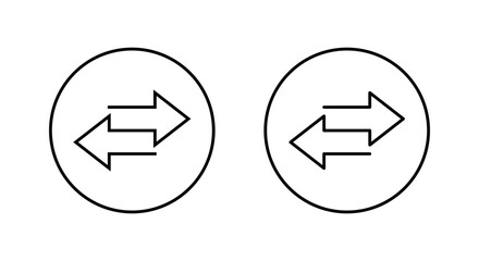 Exchange arrow icon in circular outline. Two way arrows symbol. Data transfer sign