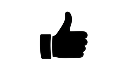 Outline of a Thumbs Up Icon on a Black Background like isolated on a transparent background