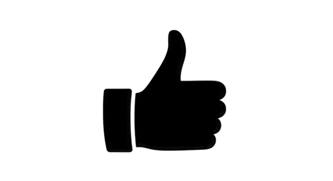 Outline of a Thumbs Up Icon on a Black Background like isolated on a transparent background