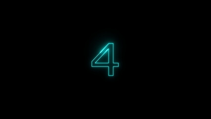 A dynamic Glowing neon text 4 number illustration. Neon business number icon. and creating a stunning illustration. 4k illustration